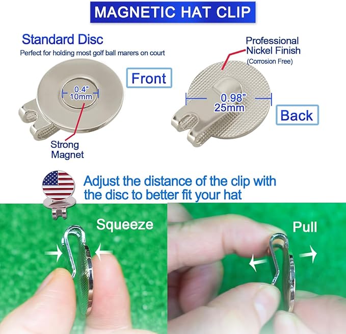6 Pack Golf Ball Markers with Magnetic Hat Clips Value Sets - Soft Enamel Technique for Men Women Golfer, Removable Attaches Easily to Golf Cap Premium Gifts.