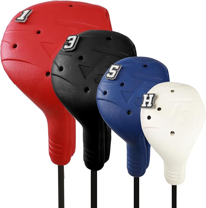 Golf Head Covers, EVA Plastic Golf Club Covers for Driver Fairway Woods Hybrid, Driver Headcover with Pins, Fit All Right-Handed Golf Clubs, Easy On Off, Washable