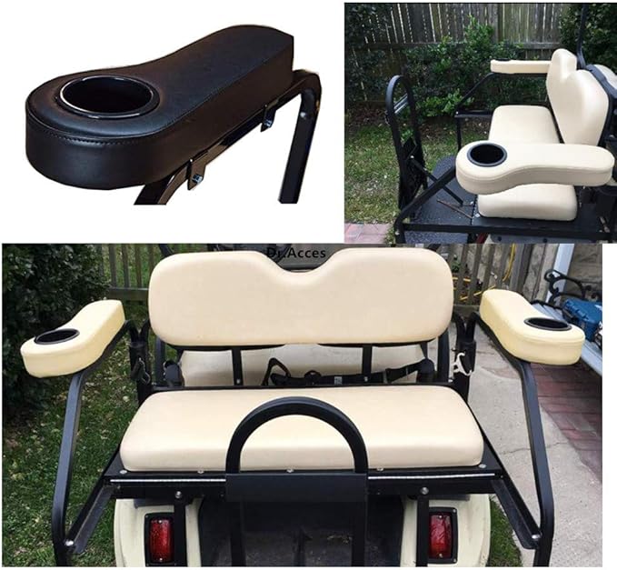 Golf Cart Rear Seat Arm Rests | No Drilling Required, Universal Arm Rest Fits on EZGO, Club Car, Yamaha Golf cart with Rear seat
