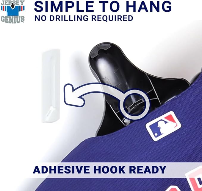 JerseyGenius Adjustable Jersey Display | Shapes to Fit Any Sports Jersey | Jersey Hanger for Wall Display | Sports Display (Single)