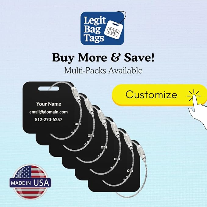 Custom Luggage Tags (3 or 6 Pack) - Personalized Unique Suitcase & Backpack Travel, Durable, Waterproof & Heavy Duty (Lime)