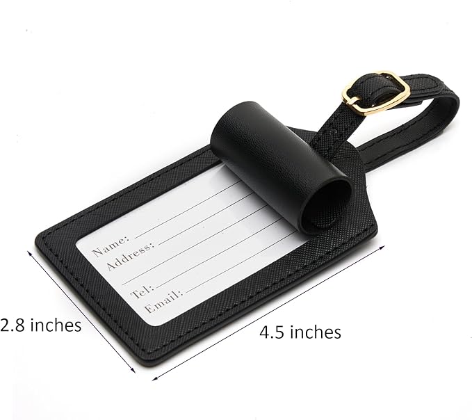 Luggage Tag PU Leather for Suitcase Baggage Handbag Travel Bag Label Suitcase Tag Label Tag w. Name Card & Privacy Cover (F)