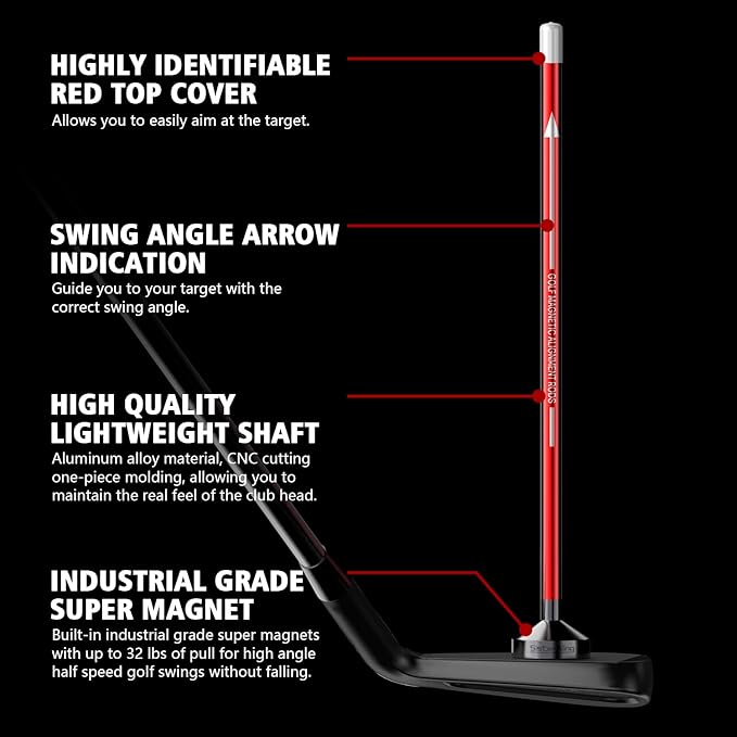 Golf Magnetic Alignment Rods,Golf Club Alignment Sticks,Magnetic Swing Training Aid Accessories Visualize Calibrate Golf Shots,hit The Target with The Right Golf Swing,Golf Gift