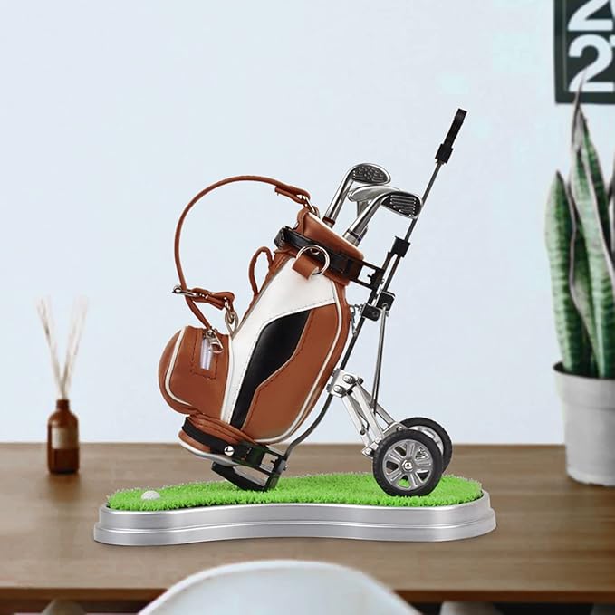 Dual-Purpose Creative Golf Pen Holder With 3 Club Pens - Office Desk Decoration, Souvenir Birthday Gift for Golfer Fans, Women and Men