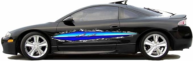 Generic Ripped Metal Graphics Decal Set for Golf Carts, Fits EZGO, Club Car, Yamaha (Simulated Chrome)