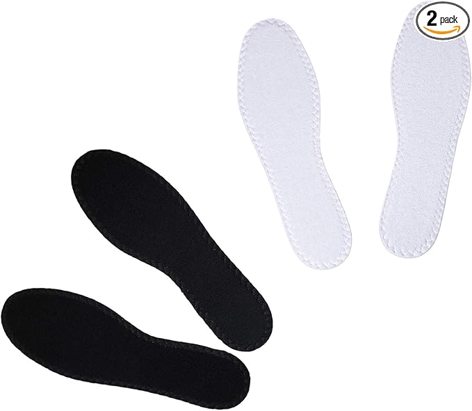 Happystep Cotton Terry Cloth Insoles, Barefoot Shoe Inserts, Sweat Absorption, Odor Control, Moisture-Wicking, Washable and Reusable, Zero Drop Shoe Insoles, 1 Pair Black and 1 Pair White (Men 8)