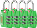 Forge TSA Luggage Combination Lock - Open Alert Indicator, Easy Read Dials, Alloy Body- Ideal for Travel, Lockers, Bags (Green 4PK)