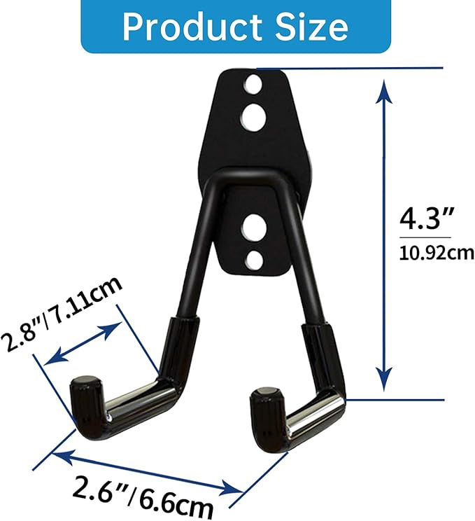 Garage Storage Utility Hooks，Garage Garden Tool Organizer，Steel Wall Mount Hooks, Garden Small U Hooks (4 Pack-Black)
