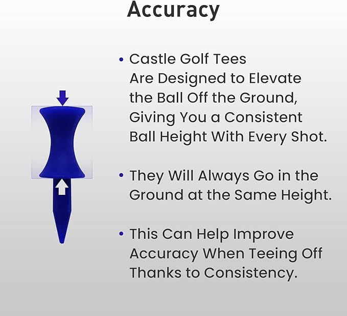 Plastic Golf Castle Tees Step Down Value 200 Count, Unbreakable Mixed or Same Height 1, 1 1/4, 2 3/4, 2 1/4, 2, 1 3/4, 1 1/2 Inch Length Colorful Pack for Practice