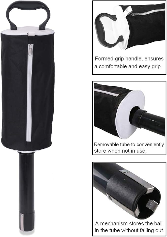 HOW TRUE Golf Ball Retriever, Portable Shag Bag Golf Ball Pick Up with Removable Plastic Tube, Pocket Shagger Storage