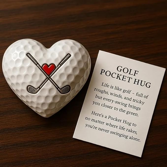 Golf Pocket Hug,Heart - Shaped Golf Ball Decor with Inspirational Card,Motivational Golf Ball Marker, Golf Gift for Men Women Golfers (3pcs)
