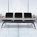 kinbor Waiting Room Chairs - Durable PU Leather Reception Bench with Armrests, 3-Seat Office Reception Guest Chairs for Office, Hospital, Airport, Bank & Lobby, Black