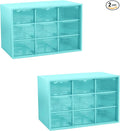 Feadily 2PCS Small Drawer Organizer for Desk, Desktop Drawer Organizer with 9 Clear Drawers, Plastic Desktop Storage Drawers 7.1 Inch x 3 .9 Inch x 4.7 Inch, Green