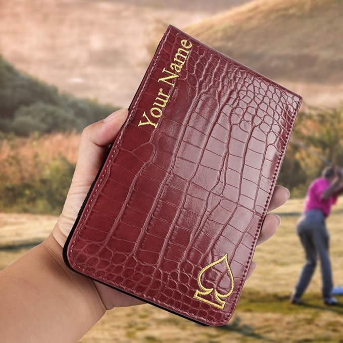 Craftsman Golf Crocodile Pattern Golf Scorecard Holder and Yardage Book Cover Case Protector Also Accept Custom Order with Your Name Stitched Customization Version