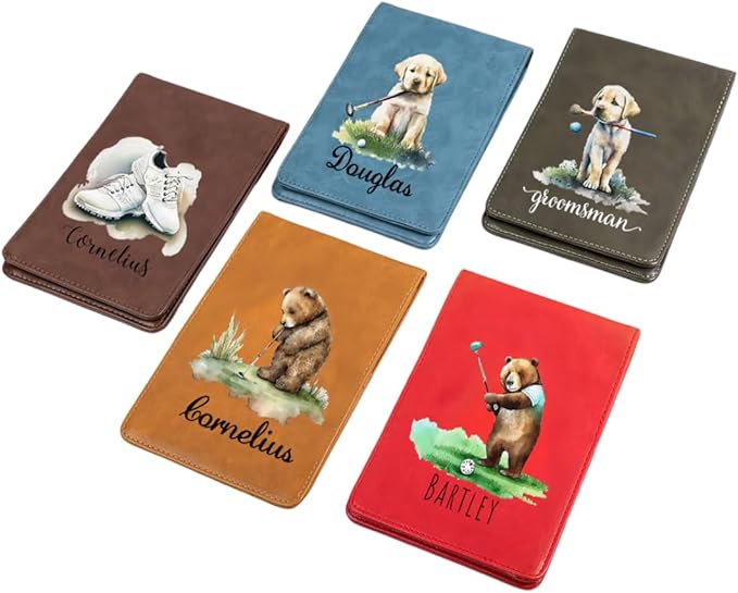 Personalized Leather Golf Scorecard Holder Customize Name Golf Yardage Book Cover Accessories Father Day Christmas Birthday Gifts for Men Women