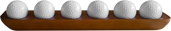 1-Pack Wood Golf Ball Display Case, Floating Shelf Golf Ball Holder Display for 6 Ball - Wall Mount/Tabletop Stand, Office Decor & Memorabilia Gift for Golf Collectors