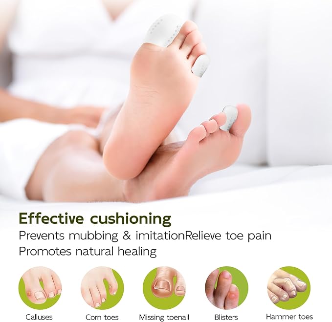 Bukihome 16 PCS Toe Protectors, Silicone Toe Caps Toe Sleeve Protectors, Prevent Pain Relief for Corns, Blisters and Ingrown Toenails，Great for Running, Walking, Stop Toe Pain(16 L) [Upgrade]