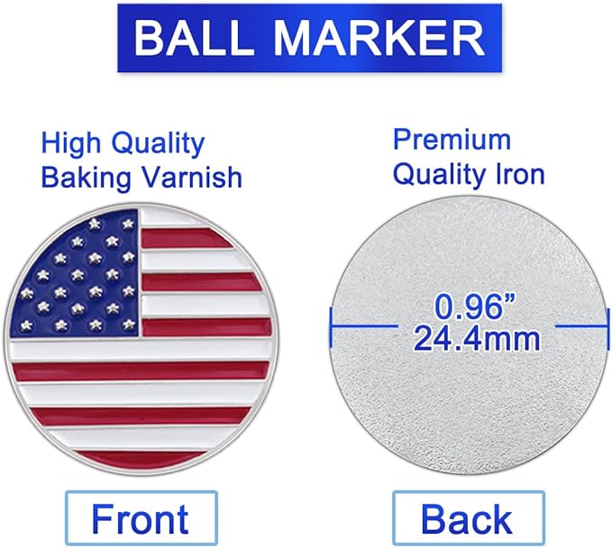 6 Pack Golf Ball Markers with Magnetic Hat Clips Value Sets - Soft Enamel Technique for Men Women Golfer, Removable Attaches Easily to Golf Cap Premium Gifts.