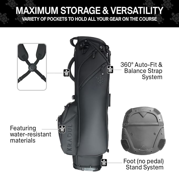 KRADUL - LUX 7.5" 4-Way Carry Bag – Lightweight Golf Stand Bag with Club Organizer, Push Cart Compatible, Travel-Ready Design
