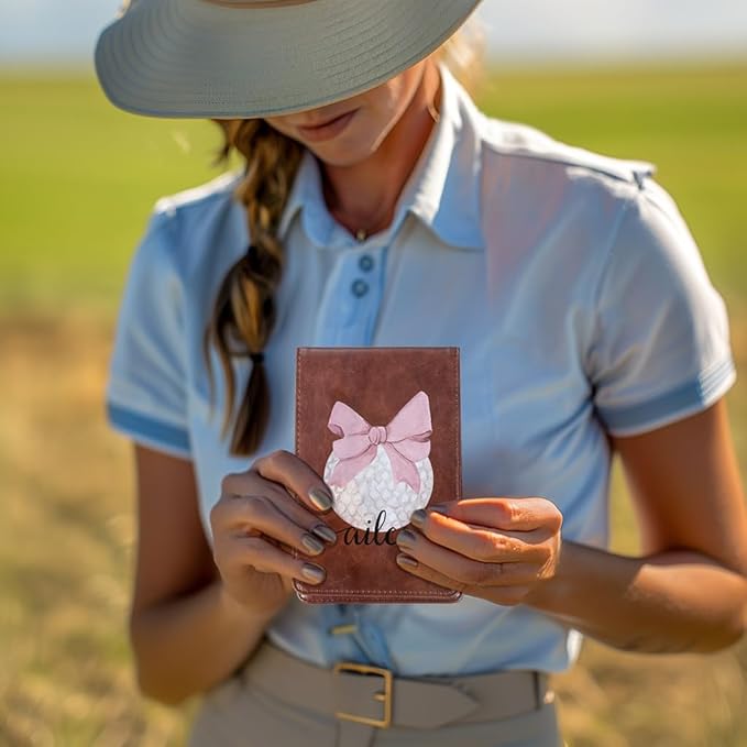 Personalized Leather Golf Scorecard Holder Customize Name Golf Yardage Book Cover Accessories Father Day Christmas Birthday Gifts for Men Women