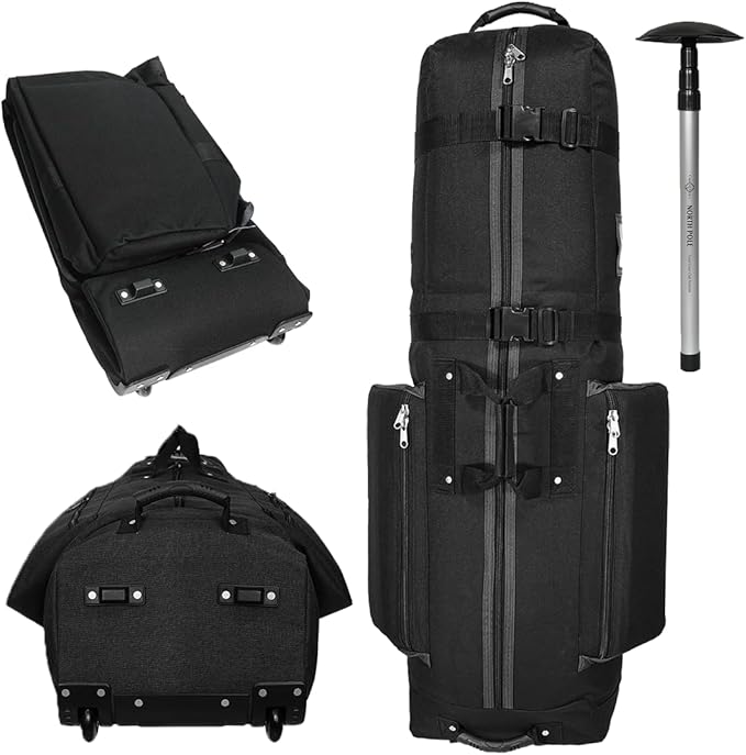 CaddyDaddy Constrictor Soft-Sided Golf Travel Bag Cover with Thick Dense Foam Padded Top 1 Year Full Travel Bag Replacement Coverage | Wheels & Lockable Zippers Case for Transporting Clubs on Airlines
