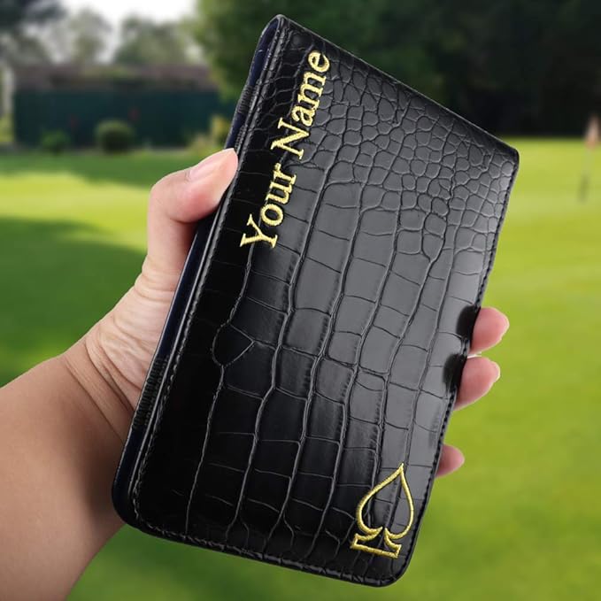 Craftsman Golf Crocodile Pattern Golf Scorecard Holder and Yardage Book Cover Case Protector Also Accept Custom Order with Your Name Stitched Customization Version