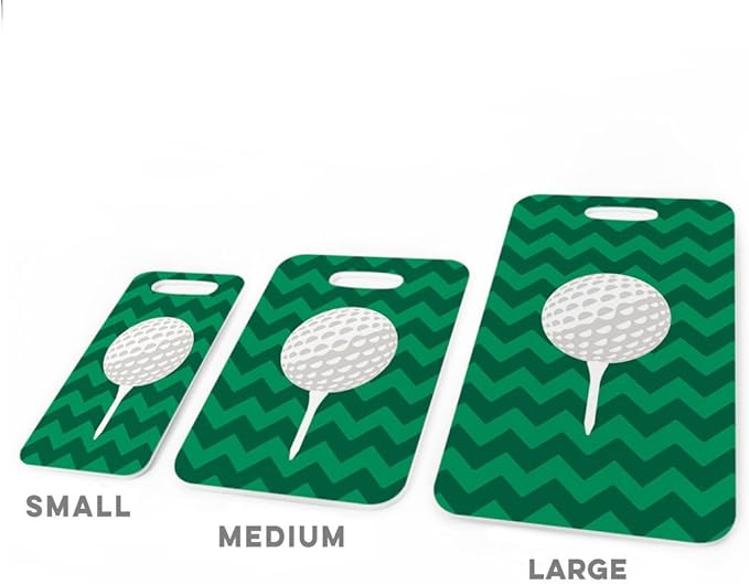 ChalkTalkSPORTS Golf Luggage & Bag Tag | Golf Ball and Tee | Custom Info on Back | Medium | Green