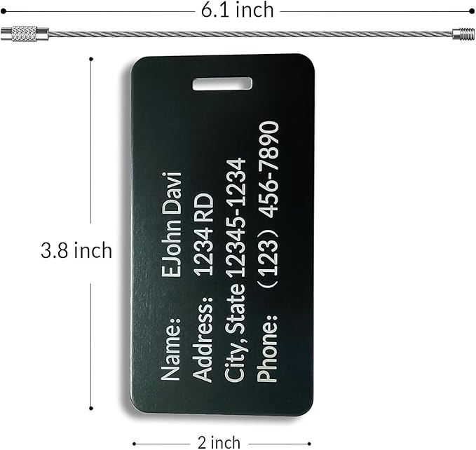 5 Pack Custom Engraved Luggage Tags, 3.8 x 2 inches Waterproof Personalized Luggage Tags, Aluminum Personalized Bag Tags for Suitcases/Backpack/Luggage Accessories [Blue]
