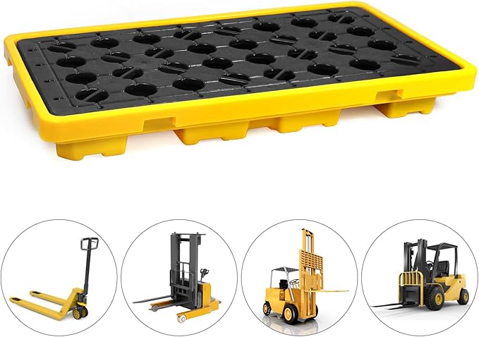 QWORK 2 Drum Modular Platform 5000 lbs. 30 Gallon Sump Containment Tray, Drum Spill Containment Pallet