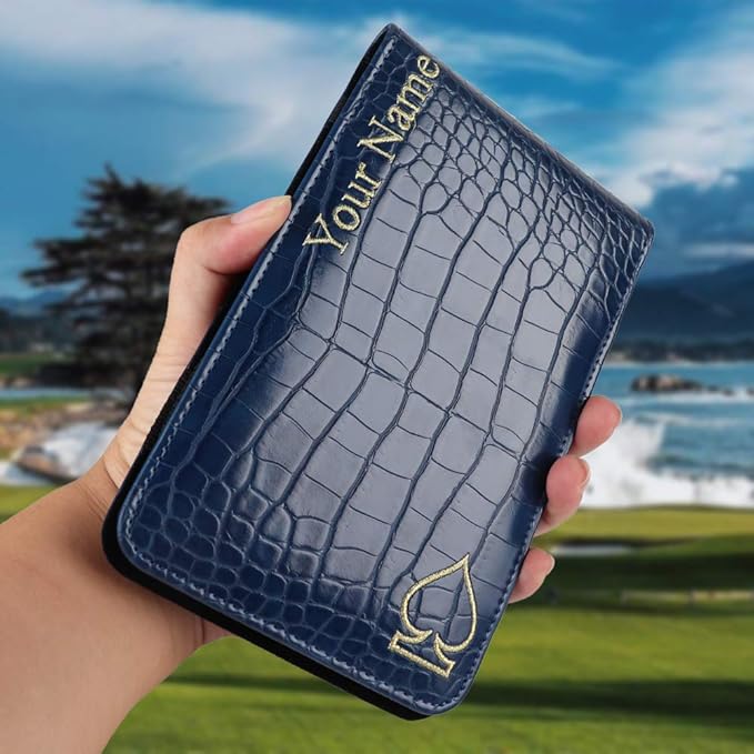 Craftsman Golf Crocodile Pattern Golf Scorecard Holder and Yardage Book Cover Case Protector Also Accept Custom Order with Your Name Stitched Customization Version