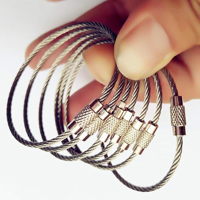 20pcs Stainless Steel Wire Keychains Aircraft Cable Cable Key Ring for Hanging ID Tags or Luggage Tags,6.3 inch 2mm