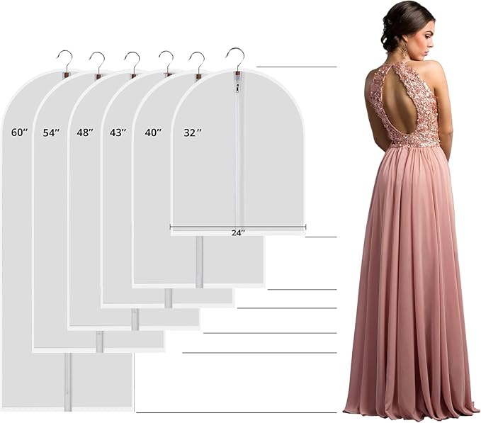 12 Pack Shirt Garment Bags (24x36") - Dustproof Short Suit Covers - Durable PEVA Closet Bags with Sturdy Zipper for Blouses, Jackets, Sweaters & T-Shirts (Translucent)