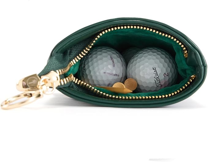 PINKTEE Golf Valuables Pouch Funny Golf Accessories Bag with Zipper Master Green Premiun Leather Golf Tee/Ball Pouch for Women Men (Pink Stripe, FLAMINGO)
