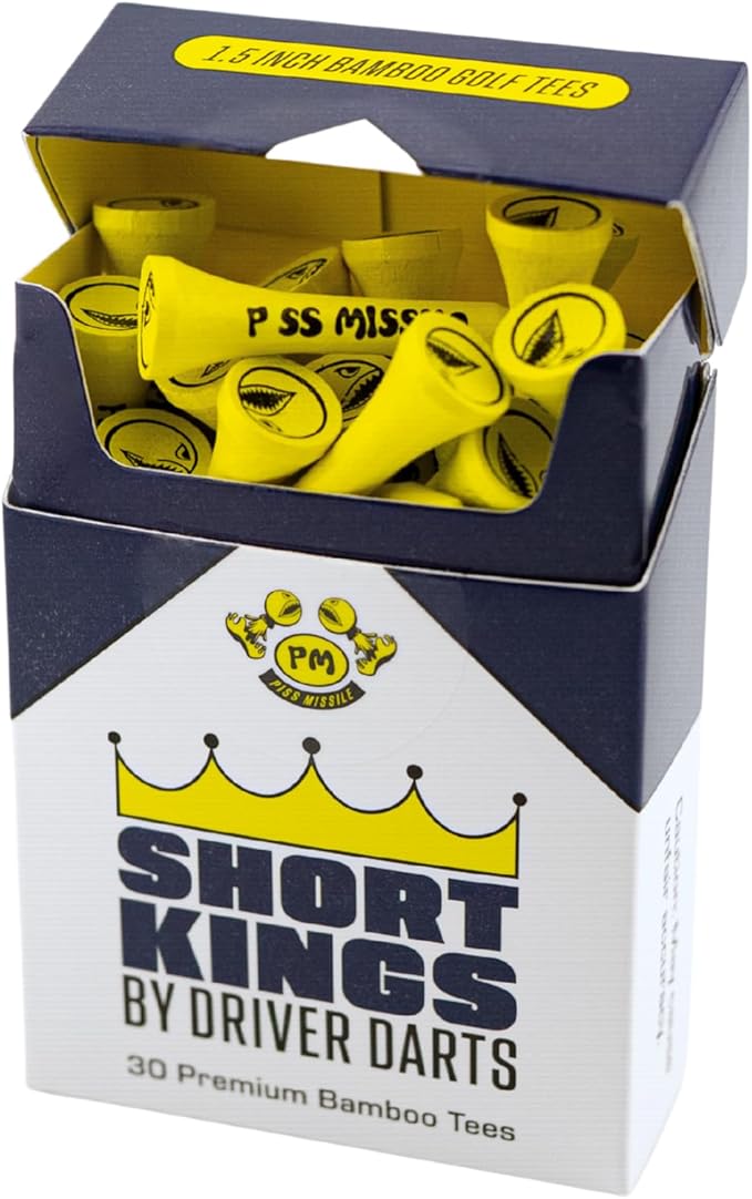 Driver Darts by P*ss Missile, Premium Bamboo Wood Golf Tees - Iconic Tee Packging and Style, Cool Golf Gifts