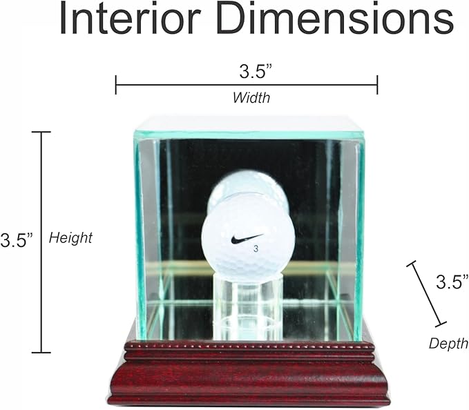 Golf Ball Hole-in-One Display Case with 1 1/2" Sport Moulding | Real Glass Display for Your Hole in One Golf Ball | Add Custom Personalization | Hole in One Golf Ball Display Case