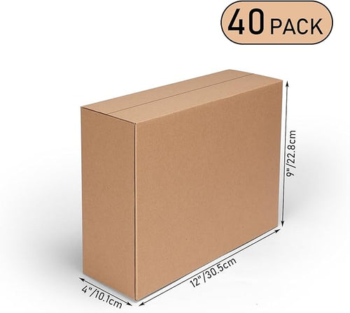12x9x4 Shipping Boxes Set of 40, Brown Kraft Corrugated Cardboard Small Boxes Mailers for Business Packaging Box