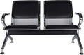 2-Seat Waiting Room Chairs - Waiting Room Bench with Arms Airport Reception Bench Guest Reception PU Leather Lobby Bench Waiting Area Chairs for Market Bank Hospital School, Black