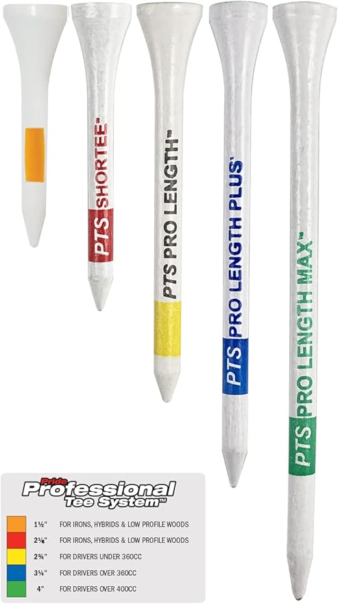 PrideSports PTS Wood Golf Tees | 75 Count, 3-1/4 Inch | #1 Wood Tee on Tour | Best for Drivers & Woods