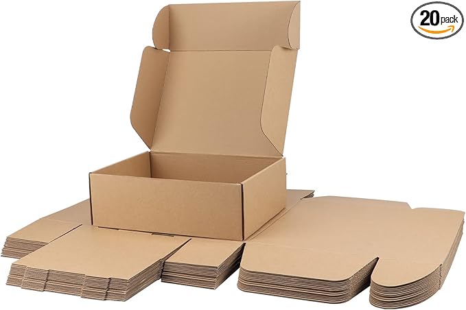 PHAREGE 12x9x4 inch Shipping Boxes Bulk 20 Pack Brown, Tab Lock Tuck Top Mailer Boxes for Packaging Small Business, Medium Cardboard Gift Boxes for Wrapping Mailing Present