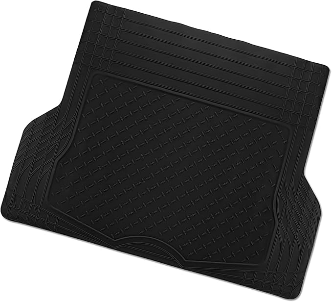 ZONETECH All Weather Rubber Semi Pattern Cargo Liner Trunk Floor Mat – Premium Quality Black Heavy Duty Cargo Trunk Floor Mat