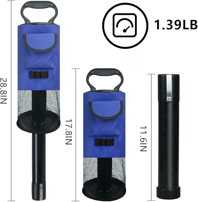 HOW TRUE Golf Ball Retriever, Portable Shag Bag Golf Ball Pick Up with Removable Plastic Tube, Pocket Shagger Storage