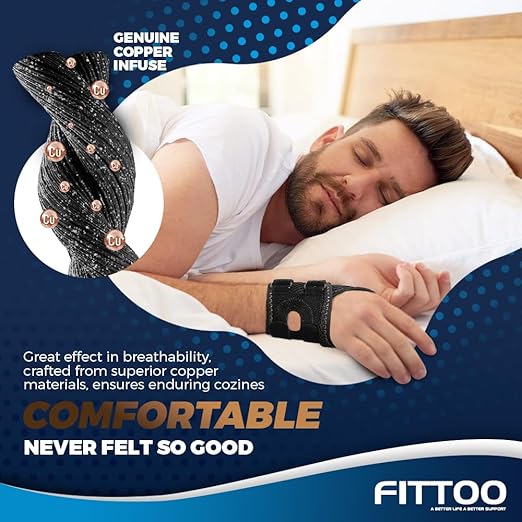 FITTOO Wrist Brace for TFCC Tears, Real Copper Infused TFCC Wrist Brace with Ring Pad for TFCC Tears, Ulnar Sided Wrist Pain, DRUJ Instability, Universal Size for Men & Women Left-L