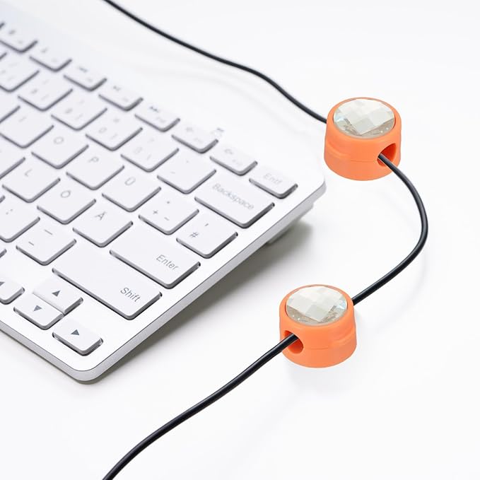 PATIKIL Cable Organizer Holder, 6 Pcs Magnetic Spring Desk Cable Management Clips Adhesive Cord Holder Keepers for Office Desktop Wall Car, Orange