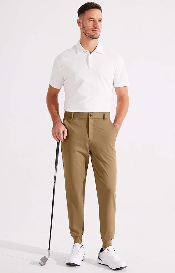 Libin Men's Golf Pants Joggers Lightweight 3 Pockets Slim Fit Soft Stretchy Tapered Work Dress Athletic