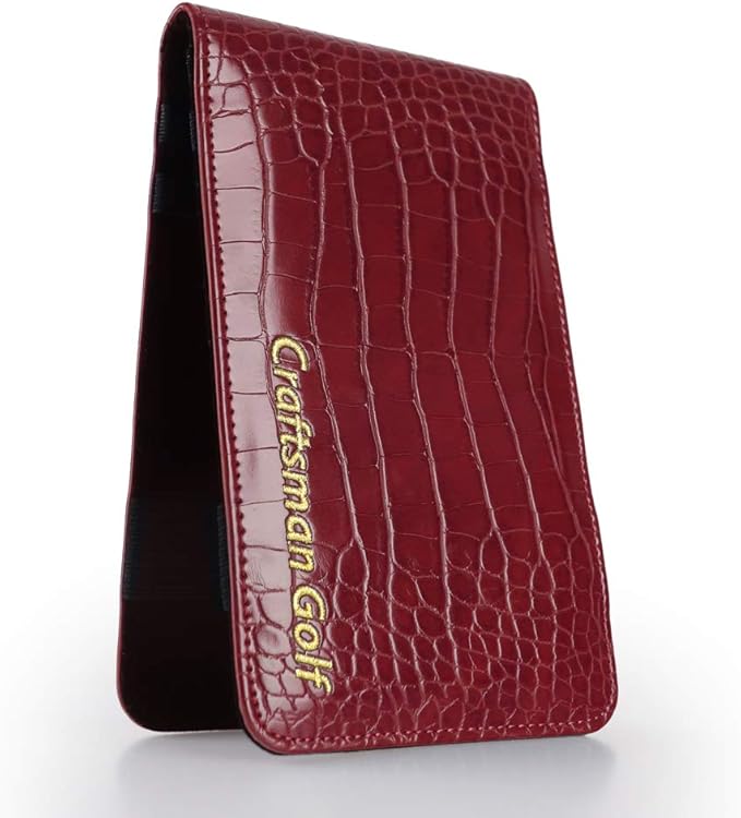 Craftsman Golf Crocodile Pattern Golf Scorecard Holder and Yardage Book Cover Case Protector Also Accept Custom Order with Your Name Stitched Customization Version