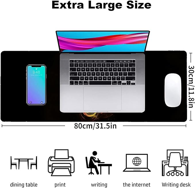 Neon Music Gaming Mouse Pad, Office Desk Mat, Anti-Slip Rubber Base Cool Aesthetic Mouse Pads for Computer Laptop Keyboard School Home Desktop Gamer Home Accessories Decor 31.5" x 11.8"