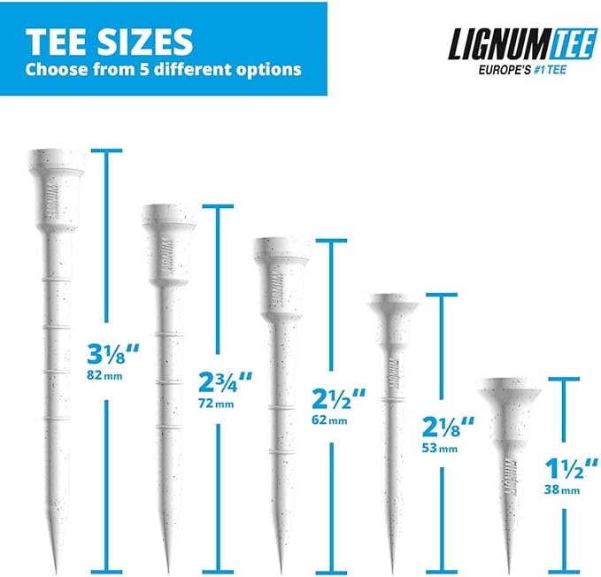LIGNUM Unbreakable Microwood Golf Tees 50x More Durable/Adjustable Golf Tee/Innovative Wood Fiber and Natural Adhesives/Golf Tee, Golf Tees, Tees Golf, Golf Ball Tees