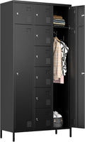 METAN Metal Locker for School Office Gym Bedroom, 10 Doors Steel Storage Locker Cabinet for Employees, Industrial Storage Locker, Assembly Required (Black)