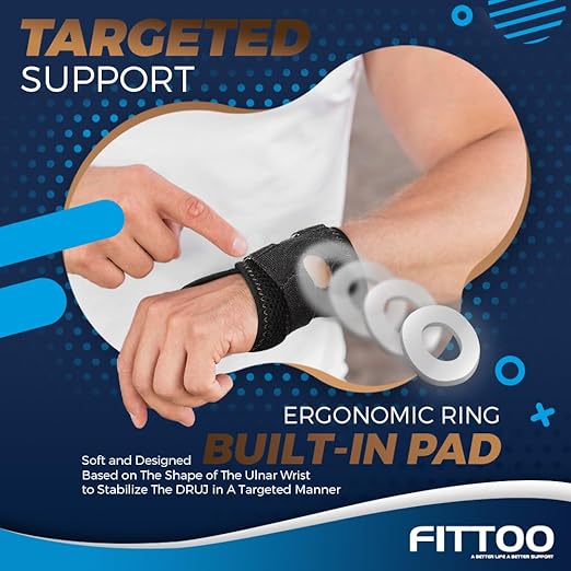 FITTOO Wrist Brace for TFCC Tears, Real Copper Infused TFCC Wrist Brace with Ring Pad for TFCC Tears, Ulnar Sided Wrist Pain, DRUJ Instability, Universal Size for Men & Women Right-M