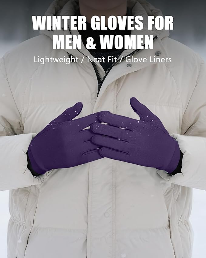 Aegend Lightweight Winter Gloves for Men Women, Warm Running Gloves Touchscreen Thermal Glove Liners for Cold Weather Driving, Cycling & Hiking, Non-Slip, Elastic Cuff, Stretchy, Durable